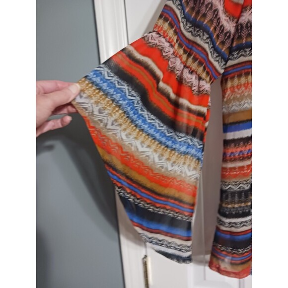 Women's New Directions Asymmetrical Sleeve Sheer Blouse Size M Top - Picture 2 of 7